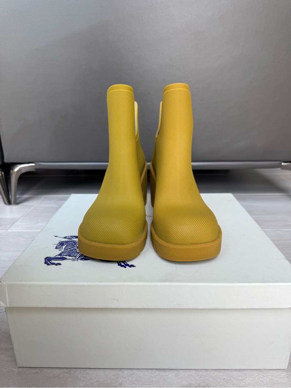 Burberry Yellow Platform Chelsea Heeled Rain Booties - Picture 2 of 10